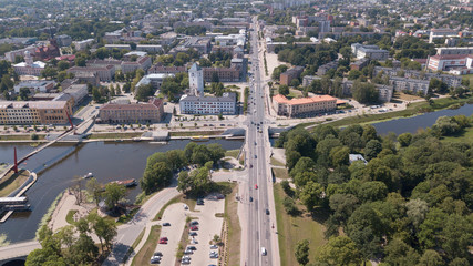 Fototapeta premium Aerial view of Jelgava city Latvia Zemgale drone top view