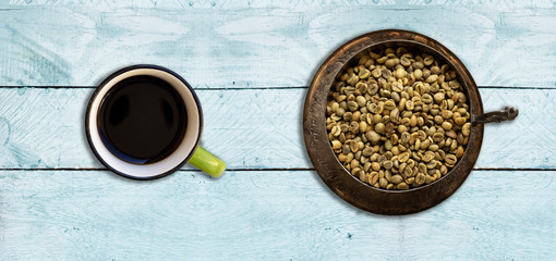 black or green coffee concept