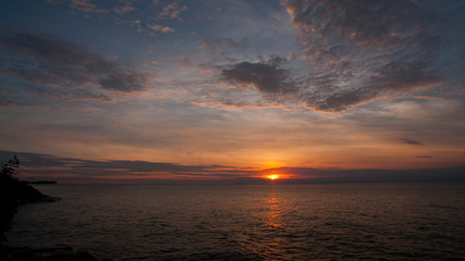 Dramatic sunset over water