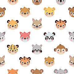 Cute animal face set