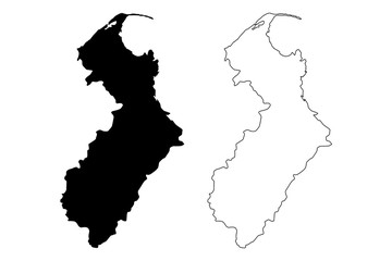 Tasman Region (Regions of New Zealand, South Island) map vector illustration, scribble sketch Tasman District map....