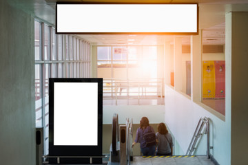 beautiful blank advertising billboard at airport background large LCD advertisement