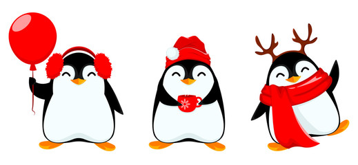 Cute little penguin, set of three poses