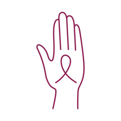 Breast Cancer Awareness hand lifting ribbon campaign