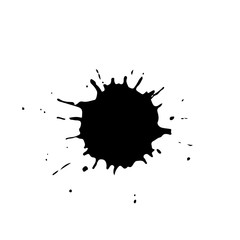 Ink stain with spray. Vector isolated illustration.