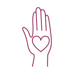 hand with heart breast cancer charity icon