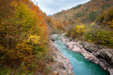 Mountain river in autumn