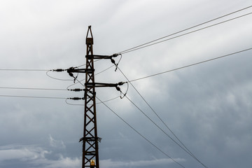 Electricity line column against the sky