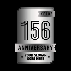 156 years anniversary design template. One hundred and fifty-six years celebration logo. Vector and illustration.