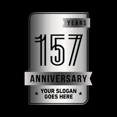 157 years anniversary design template. One hundred and fifty-seven years celebration logo. Vector and illustration.