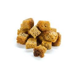 Brown salted crackers. Close up. Isolated on white background