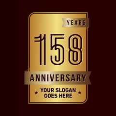 158 years anniversary design template. One hundred and fifty-eight years celebration logo. Vector and illustration.