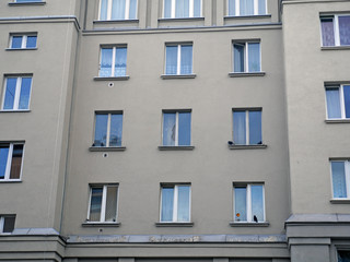 facade of building with windows and shutters