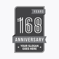 168 years anniversary design template. One hundred and sixty-eight years celebration logo. Vector and illustration.