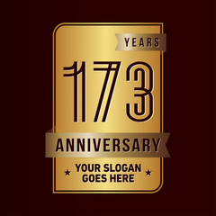 173 years anniversary design template. One hundred and seventy-three years celebration logo. Vector and illustration.
