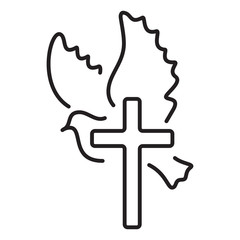 Dove and cross church line logo