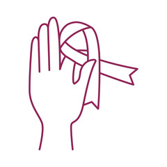 Breast Cancer Awareness hand lifting ribbon campaign