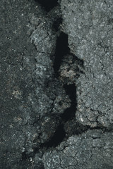 Earth ground crack with dust and rough dry surface texture, Drought and lack of water. Closeup of...