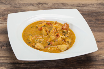 Traditional thai curry chicken soup