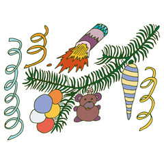 New Year card with holiday tree