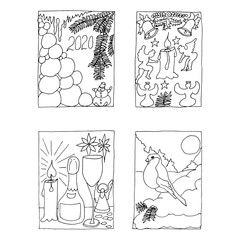 Set of four New Year's cards