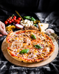 Italian pizza with ingredients