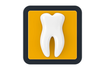 White Healthy Tooth as Touchpoint Web Icon Button. 3d Rendering
