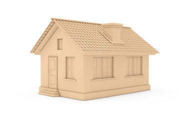 Real Estate Concept. Modern House Cottage as Cardboard Shipping Box. 3d Rendering