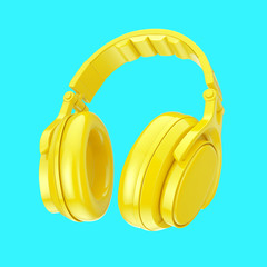 Modern Fun Teenager Yellow Headphones. 3d Rendering