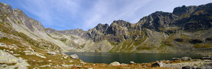 Fototapeta na wymiar Great Hincovo lake in High Tatras National park, Slovakia