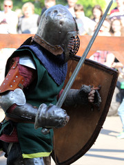 Medieval knight before battle