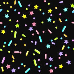 Sprinkle Cupcake Donut Topping. Seamless Pattern 