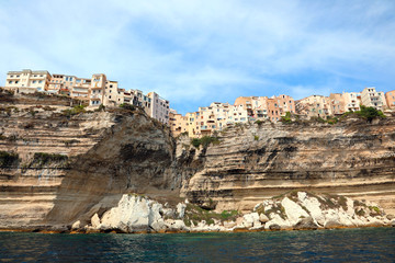 Fototapeta na wymiar Houses of Bonifacio Town in Corsica Island in France