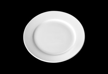 white plate on black
