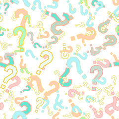 Quiz seamless pattern. Question marks, doubt, faq