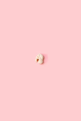 Popcorn isolated on pink background with clipping path. Flat lay pattern