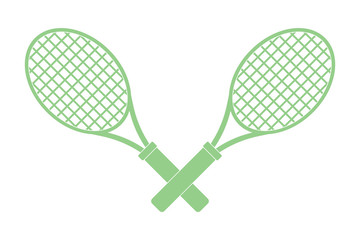 Two tennis racket icon. Cross position of tennis racket innatural color