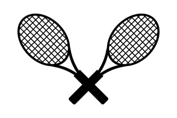 Two tennis racket icon. Cross position of tennis racket