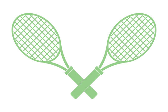 Two tennis racket icon. Cross position of tennis racket innatural color