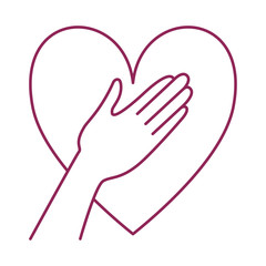 hand with heart breast cancer charity icon