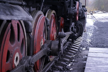 Karelia Russia 10.10.2009: steam locomotive