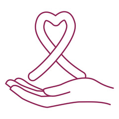 Breast Cancer Awareness hand lifting ribbon campaign