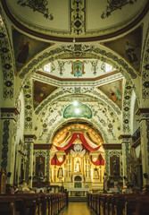 Fototapeta premium Inside a church in Ocoltan, Oaxaca, Mexico