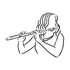 vector illustration of a girl with flute  © Elala 9161