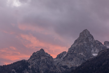 Sunset in the Tetons of Wyoming in Autumn