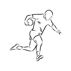 Fototapeta na wymiar Rugby player sketch, contour vector illustration 