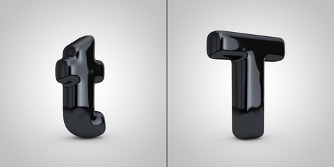 Black alphabet letter T isolated on white background.