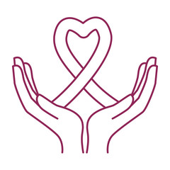 Breast Cancer Awareness hands with ribbon campaign