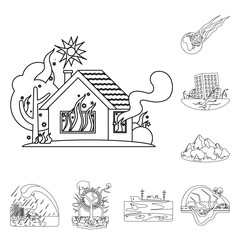 Isolated object of natural and disaster icon. Collection of natural and risk stock vector illustration.