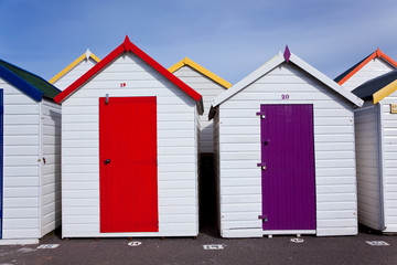 Fototapeta na wymiar Beach huts, Goodrington, Paignton, Devon, UK